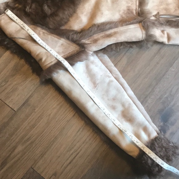 SHEARLING FULL LENGTH STUNNING COAT WITH 2 LEATHER DEEP POCKETS - Picture 16 of 16